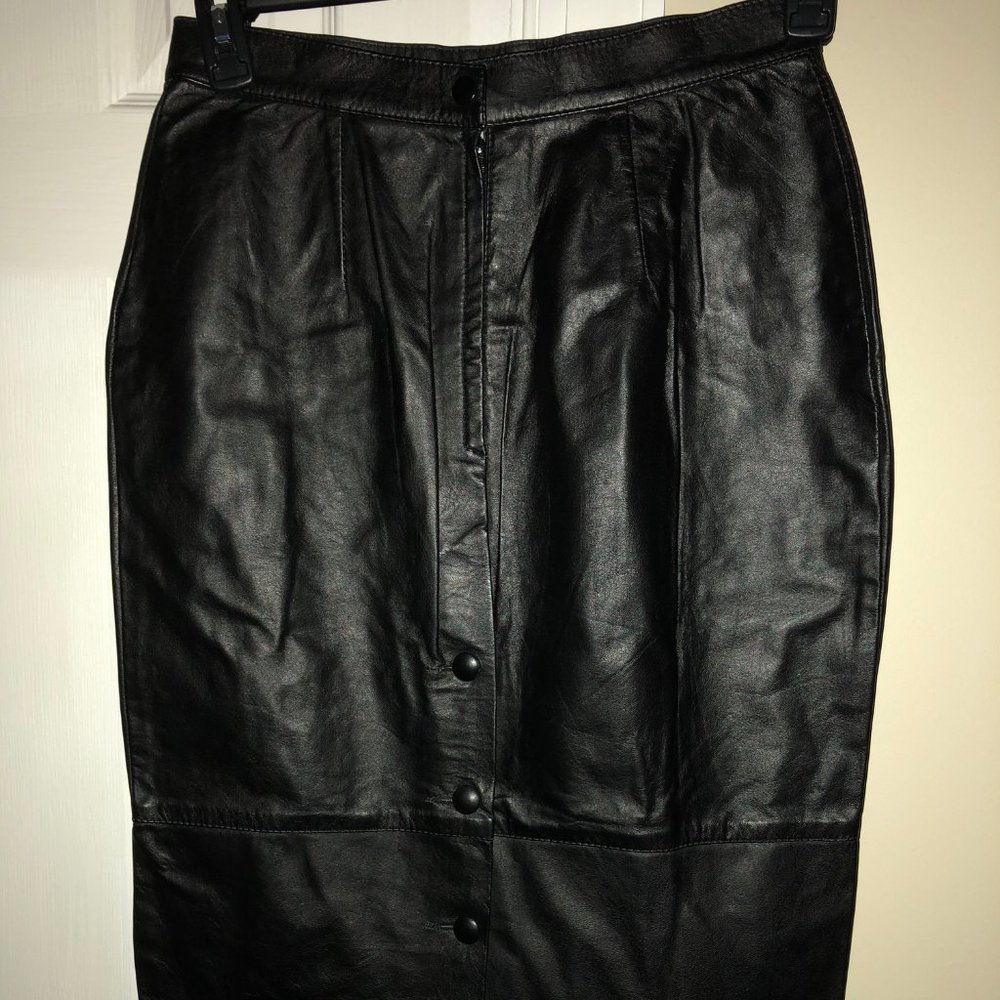 D'anello Black Leather Skirt
